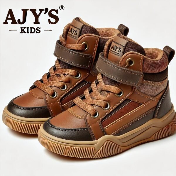 Ajay's Brown Defender High-Top Sneakers: Stylish and Supportive Footwear