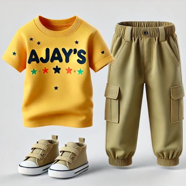 Ajay's Kids' Fun T-Shirt and Denim Shorts Set