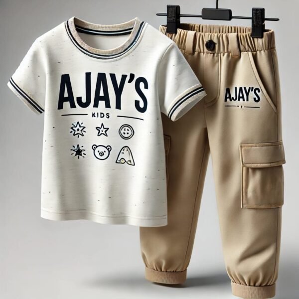 Ajay's Kids' Minimalist T-Shirt and Cargo Pants Set